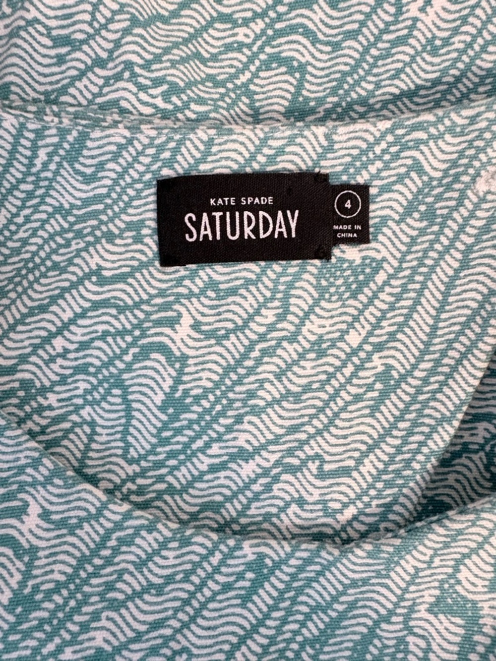 Kate Spade Saturday Sleeveless Shift Dress Size 4 Cotton Teal Print - Picture 2 of 8